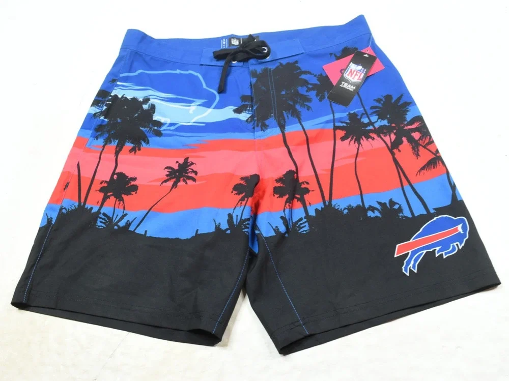 NFL Team Apparel Buffalo Bills Boardshorts Mens Large Tropical Drawstring Swim